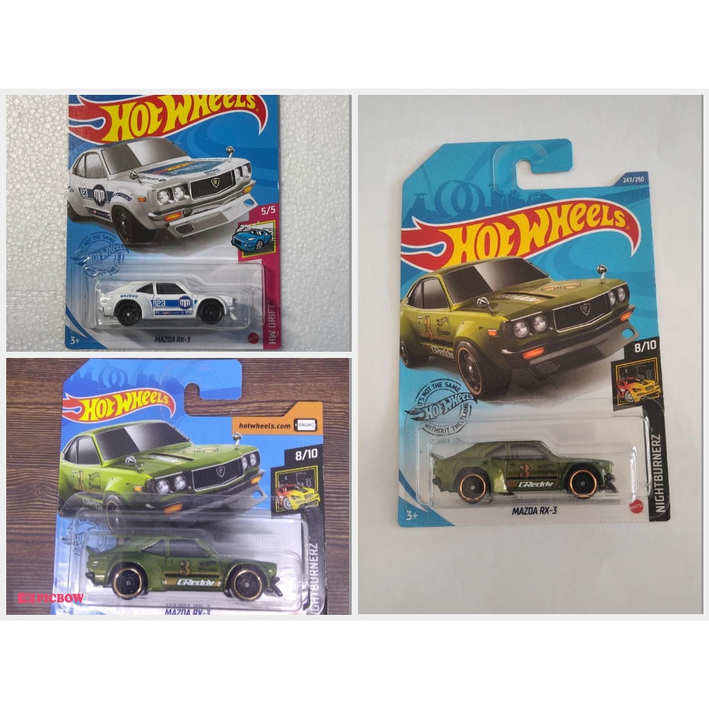 Diecast Hot Wheels Mazda RX3 RX 3 RX-3 PUTIH HIJAU Nightburnerz 8/10 Short Card HW Hotwheels Mobil