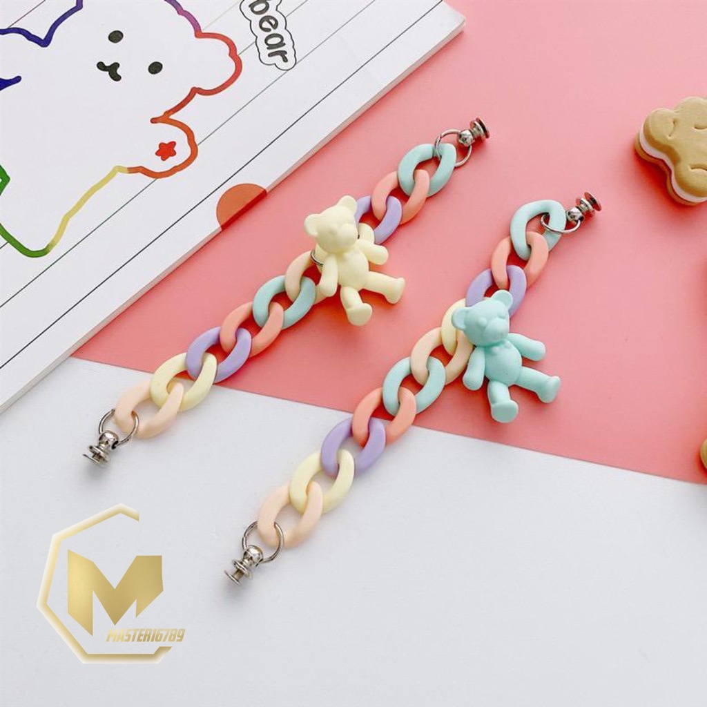 paket gelang tali rantai baut slingcase sling rantai beruang rainbow lanyard universal candy koper choice dove MA2415