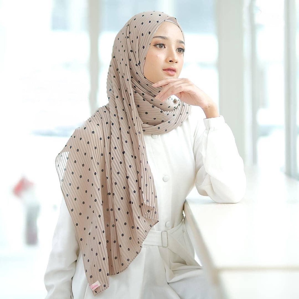 PASHMINA PLISKET FULL POLKADOT /HIJAB PASMINA PLISKET POLKA PREMIUM 180x75-2