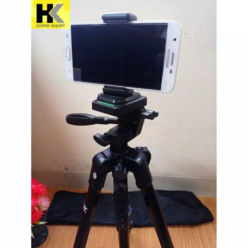 Tripod HK-168 Original 100% panjang 1.4m kuat dan kokoh brg sesuai gambar plus holder hp