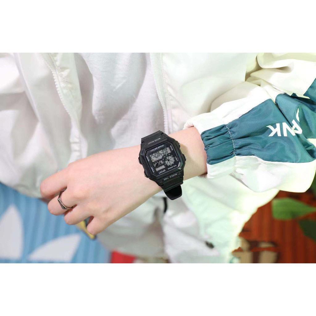 JAM TANGAN WANITA SPORT IMPORT BAHAN KARET AE-1200 NEW DIGITAL