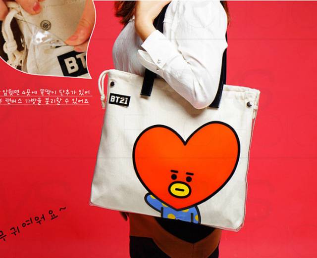 Tote Bag BT Boy Band Korea Transparan + Pouch Serut, Tas Jalan Fashion Unik Wanita Kpop Army Korea