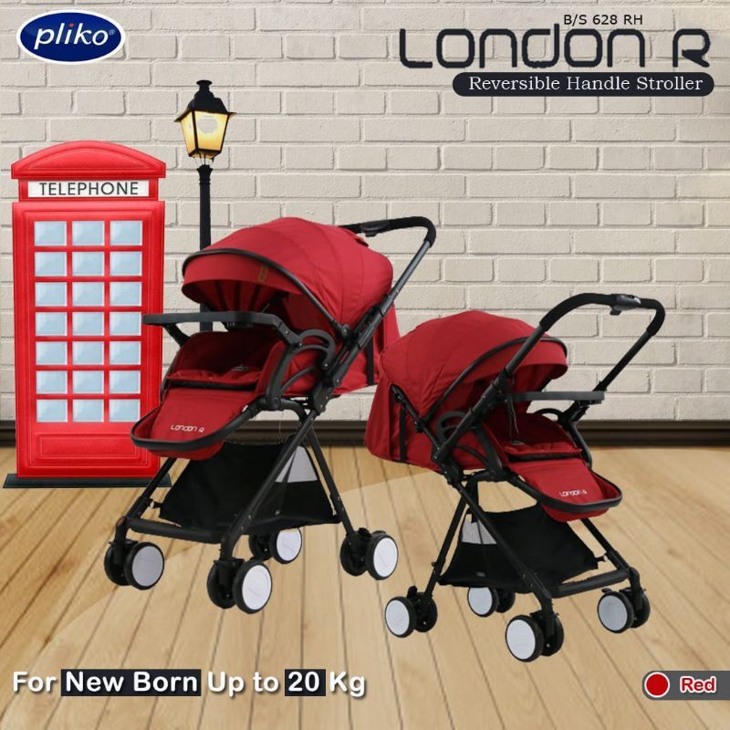 Stroller Pliko London R 628 Reversible Handle Hadap Ibu Kereta Dorong Bayi