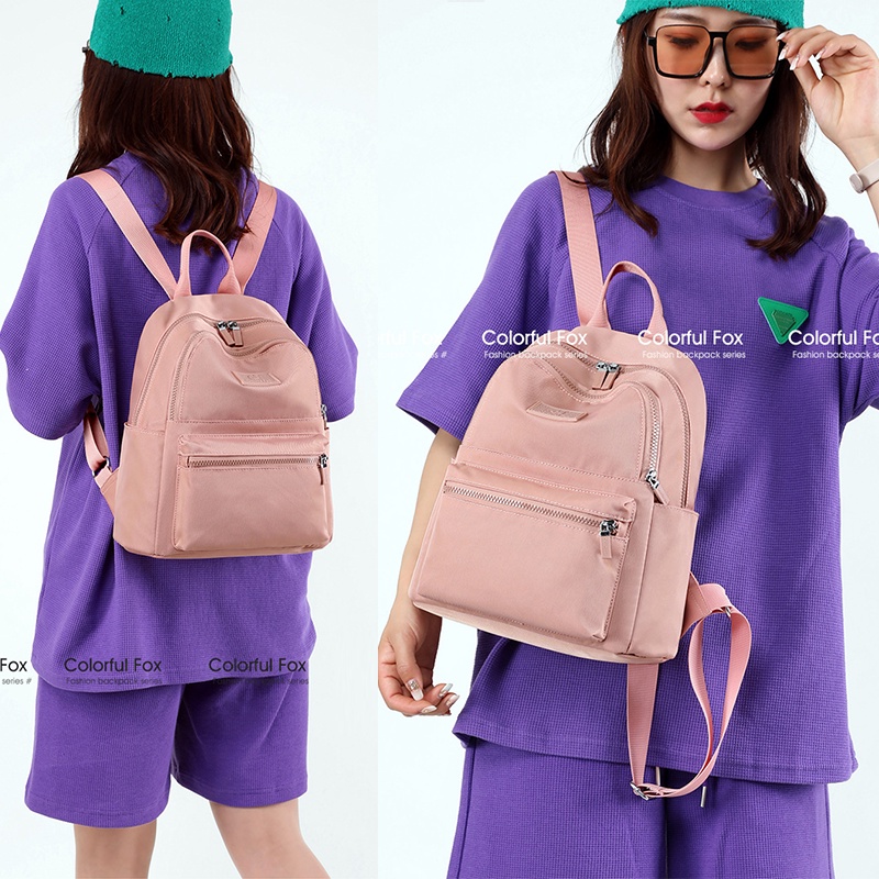 Hathin muii COLORFUL FOX laptop 0483 Backpack Tas Ransel Wanita nilon Anti Air Tas Selempang Wanita  Tas original