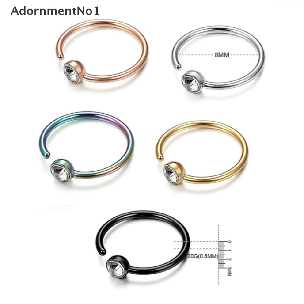 (AdornmentNo1) 1pc Cincin Tindik Hidung Palsu Model Clipon Bahan Stainless Steel Untuk Wanita