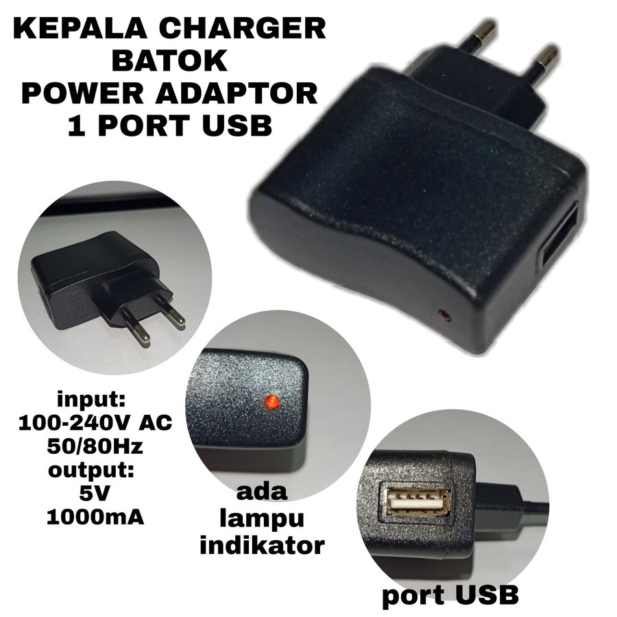 KEPALA CHARGER POWER ADAPTOR BATOK CHARGER 1 PORT USB