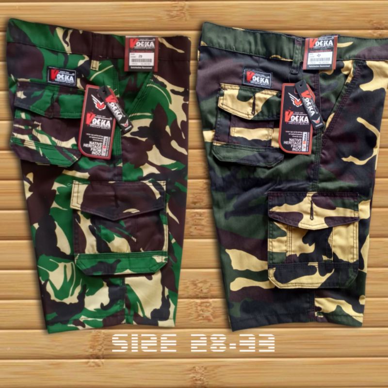 Celana Pendek Cargo Pria Loreng army PDL Navy Mma Casual Bisa COD