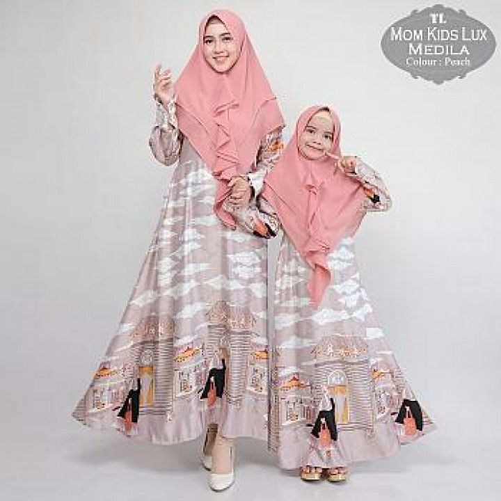 Baju Gamis Ibu dan Anak TK CP MK Medila Peach Tatop.176