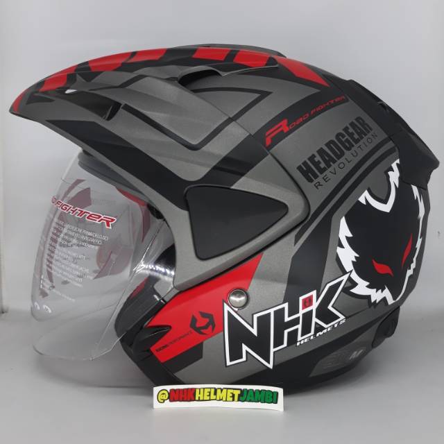 HELM NHK PREDATOR MOTIF HEAD GEAR GUNMET/REDDOF BERKUALITAS