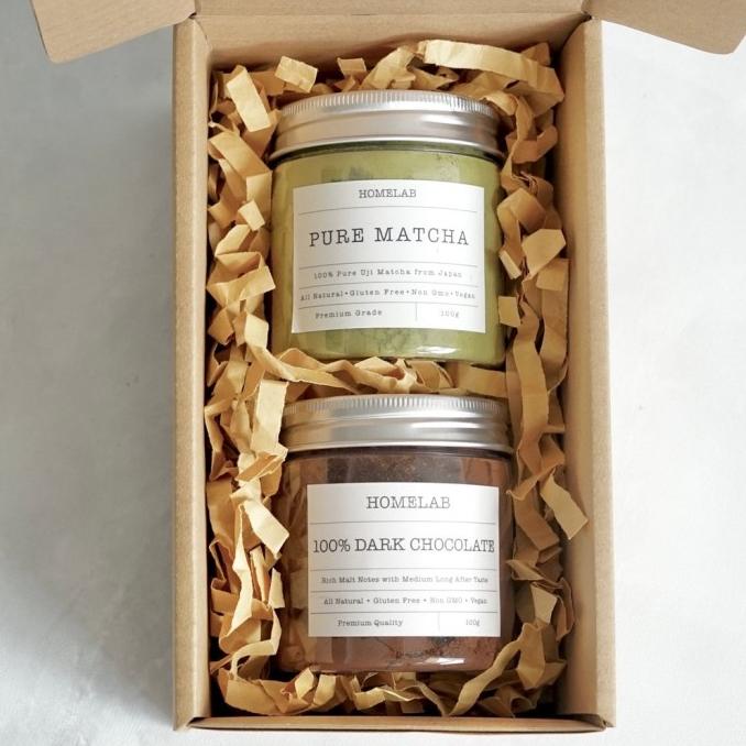 

HOMELAB PURE UJI MATCHA & 100 DARK CHOCOLATE POWDER PREMIUM - PAKET BU DC51C1215