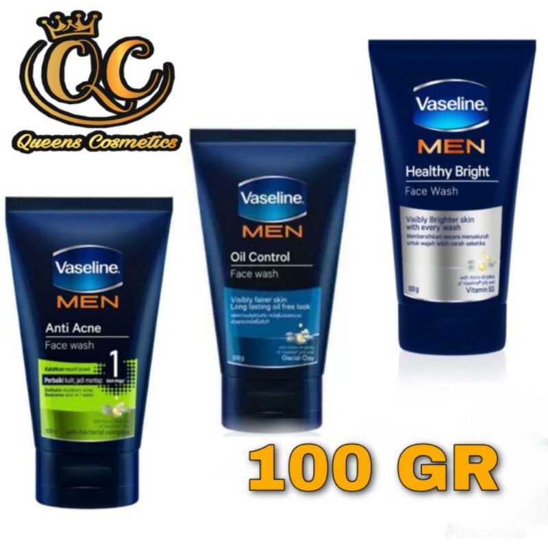 VASELINE MEN FACE WASH HEALTHY BRIGHT/OIL CONTROL/ANTI ACNE 100 GR~ORIGINAL 100%