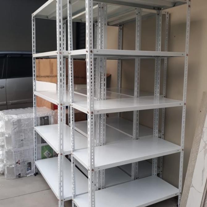 Rak Siku Besi 5 Ambalan 100 X 40 X 200 Cm (P X L X T) - Putih Outlet.Tere