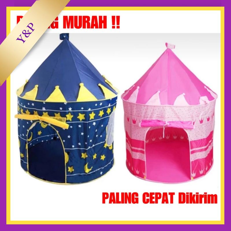 Tenda Anak Tenda Bermain Princess Castle Outdoor Model House Rumah Jendela  Biru dan Pink