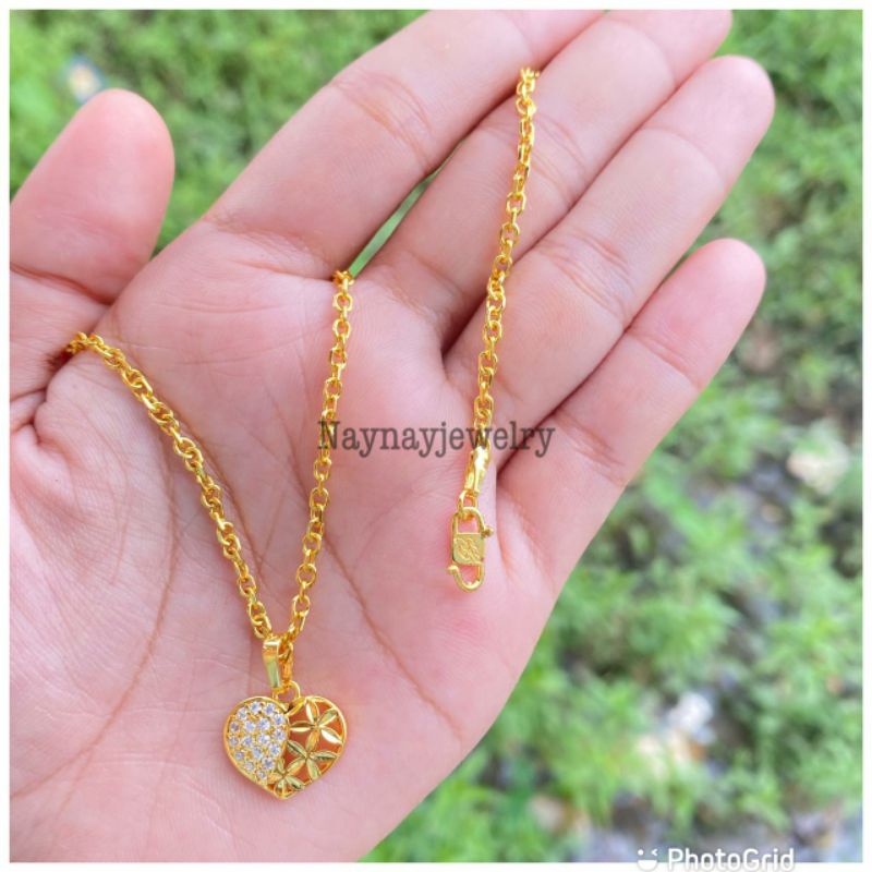 Kalung koin motif terbaru love  / warna 24k