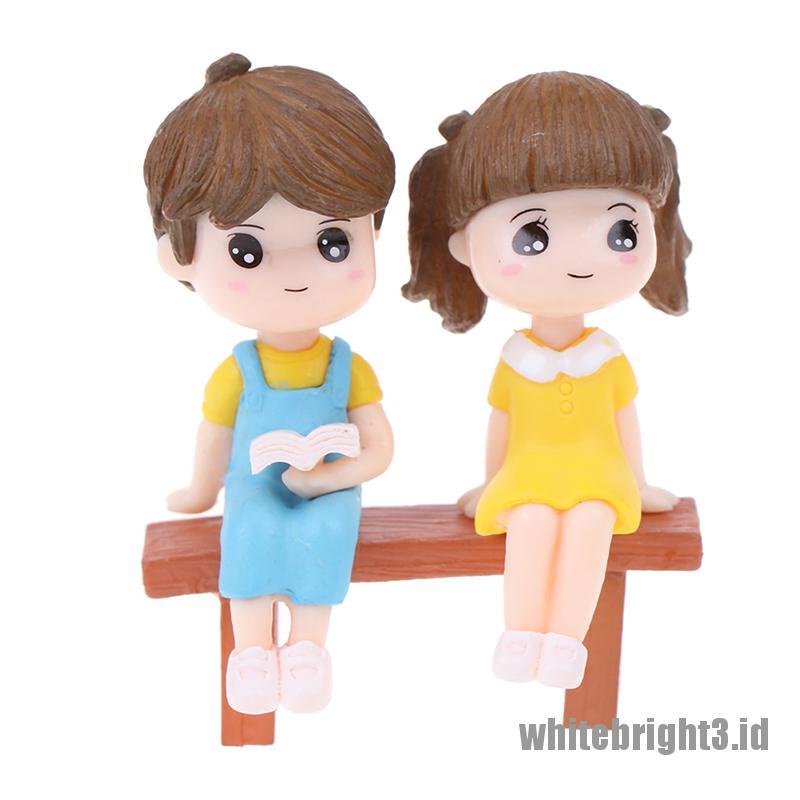 ❤White3 Warna Putih❤ 1 Set Miniatur Pasangan Kekasih DIY Untuk Dekorasi Rumah Boneka