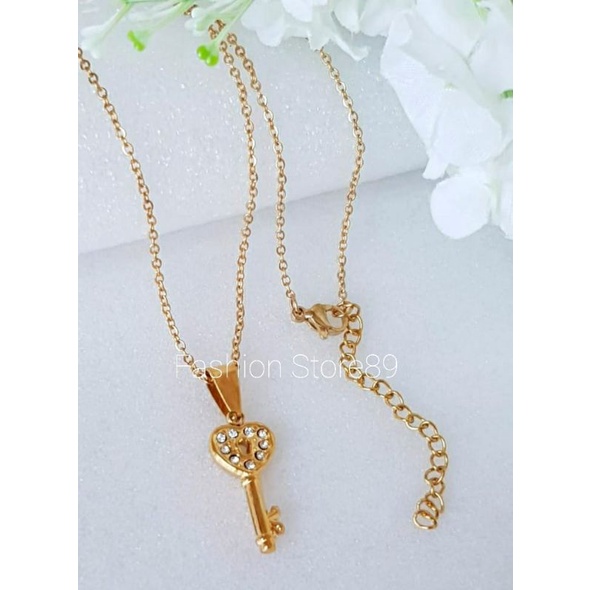 Kalung Key of love Titanium bestquality Gold Silvet Fashion Impor Antikarat dewasa anak