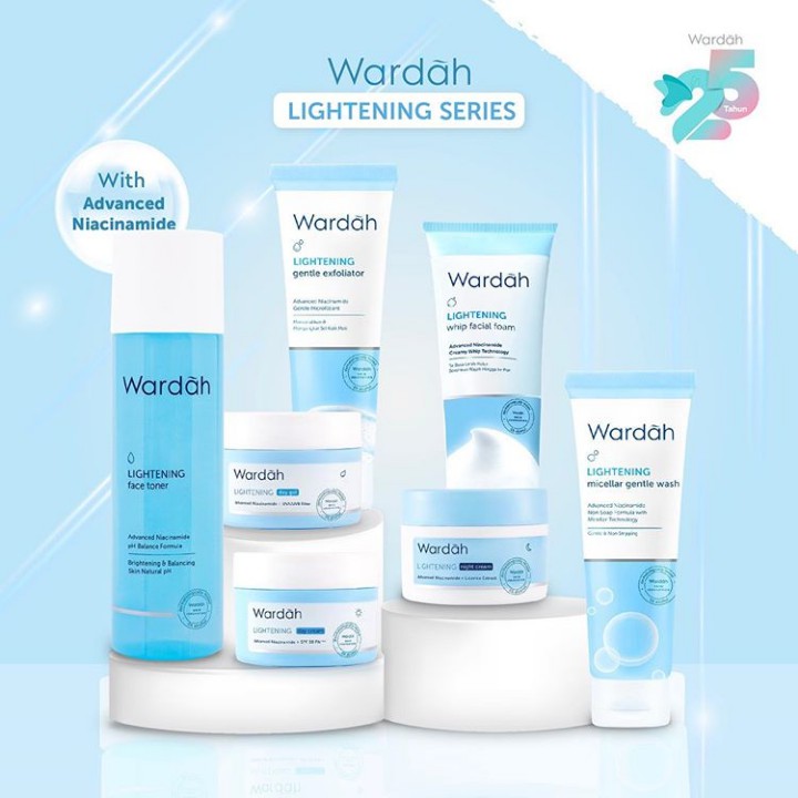 ⭐BAGUS⭐ WARDAH LIGHTENING SERIES | Gentle Wash Foam Toner Day Night Cream Gel Serum Clay Mask Paket