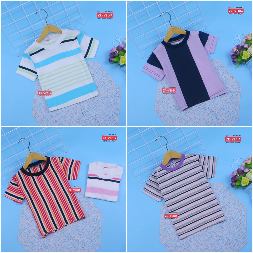 Kaos Geulis uk 1-2 Tahun / Baju Anak Perempuan Atasan Lengan Pendek Murah Bahan Adem Salur