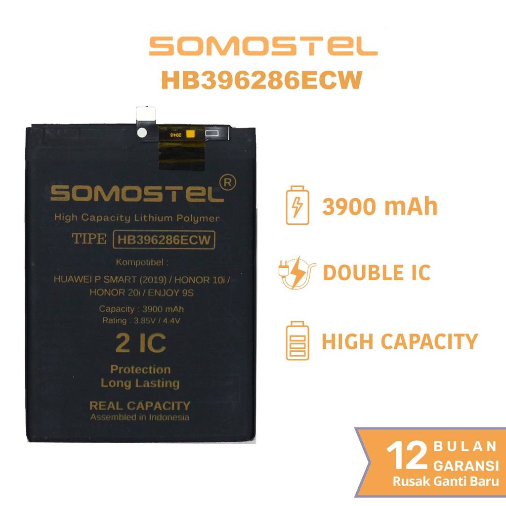 Somostel - HB396286ECW Huawei P Smart 2019 / Honor 10I / Honor 20I / Enjoy 9S Batre Batrai Baterai