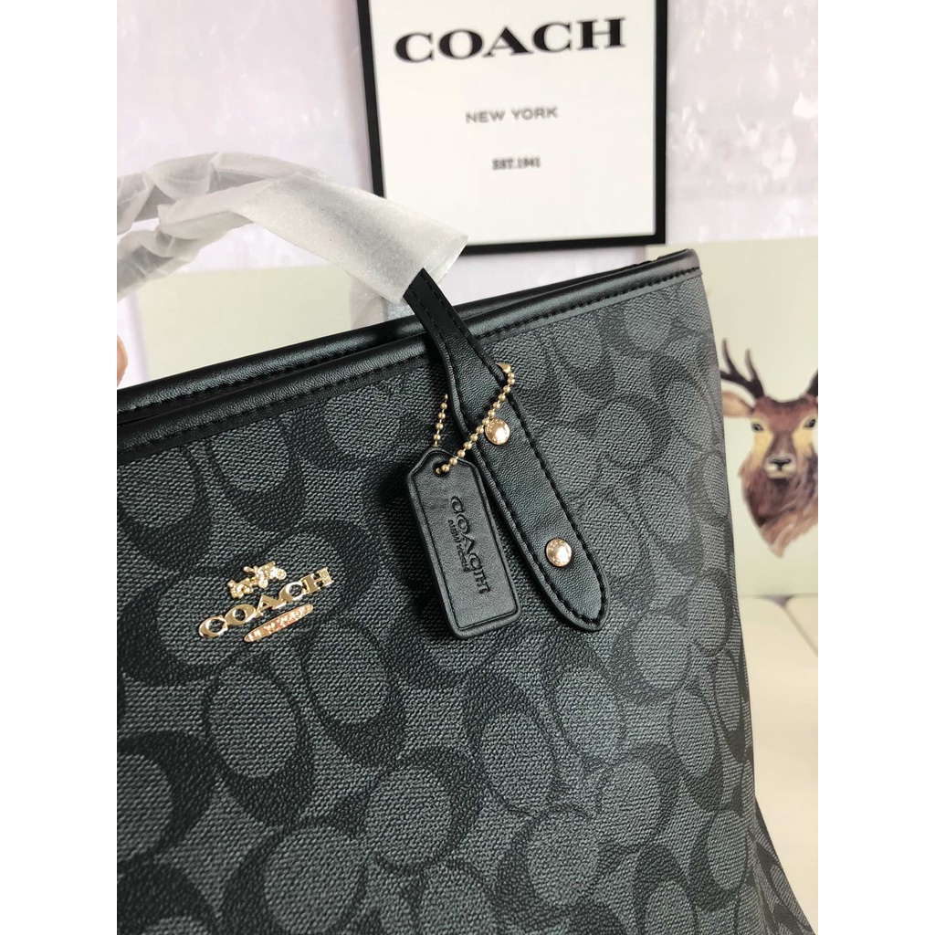 [Instant/Same Day] Coach 58292 Canvas leather tote bag for ladies with one shoulder bag  gwd