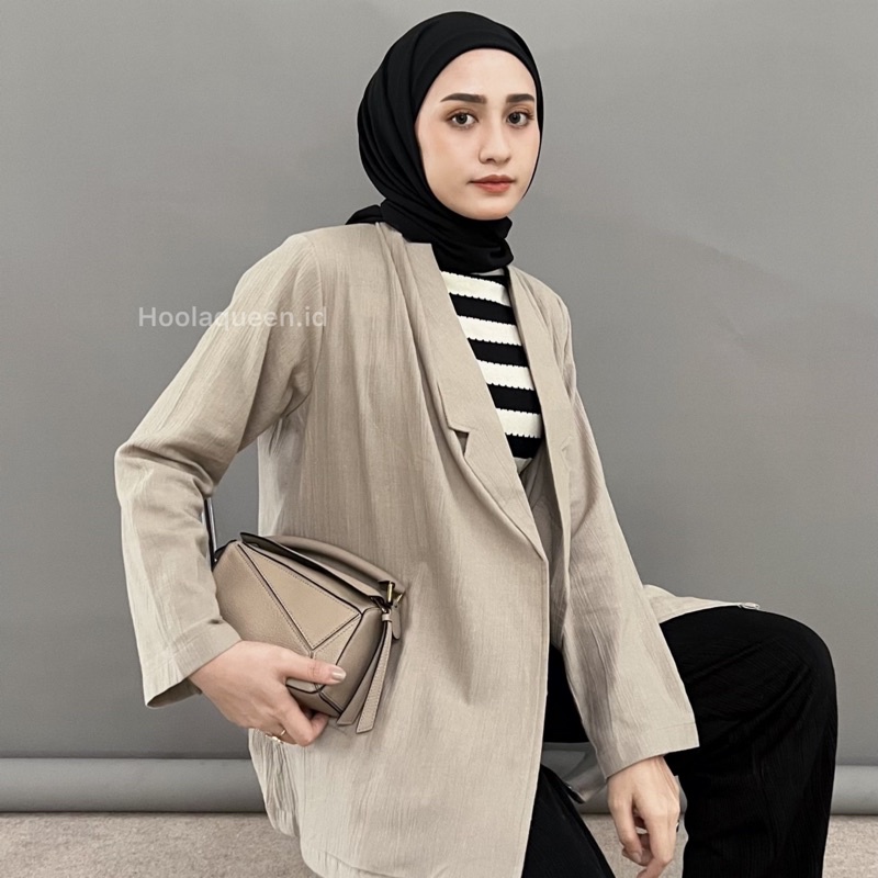 Hoolaqueen - Blazer Linen Krinkle - Blazer Kantor - Blazer Cotton - Blazer Big Size