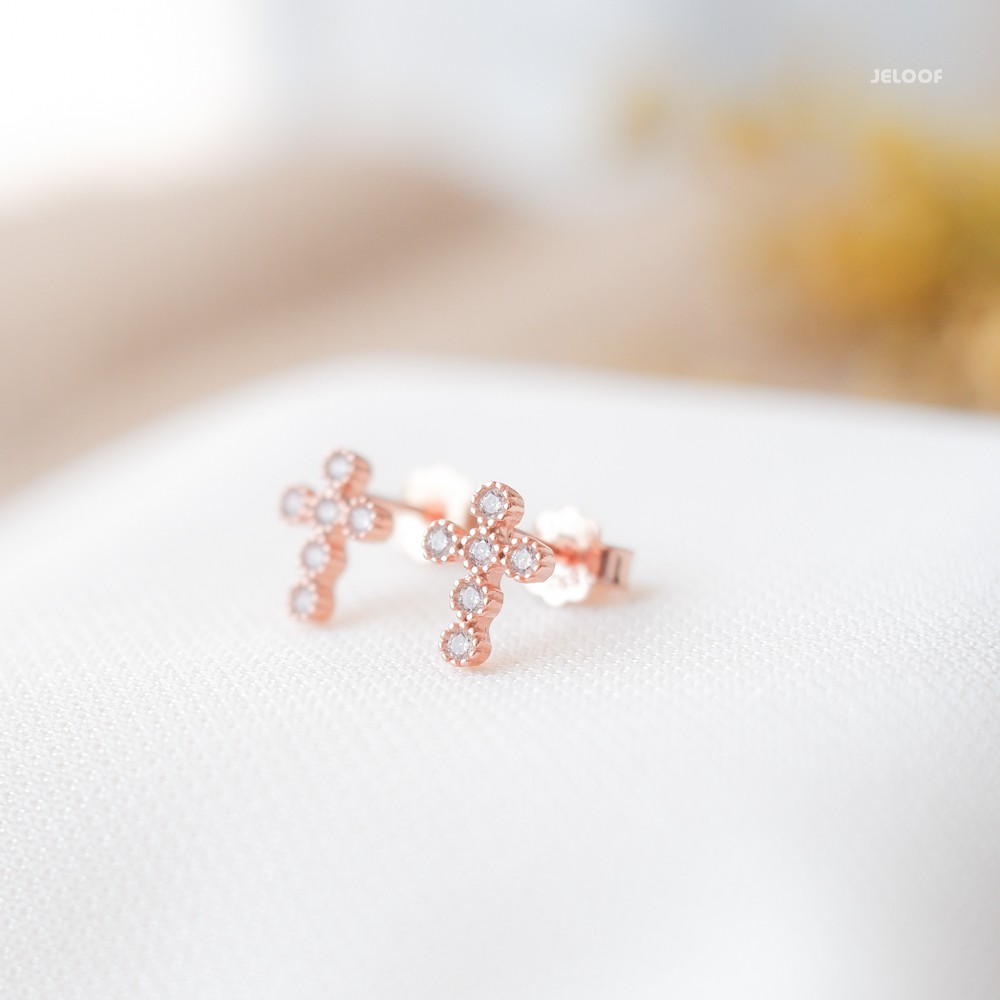 Jeloof Anting Ruth Rosegold Sterling Perak 925 | Tindik | Ruth Earring