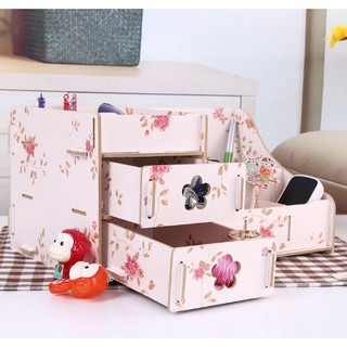  Rak  Kosmetik  Mini  MOTIF Bahan Kayu Desktop Storage 