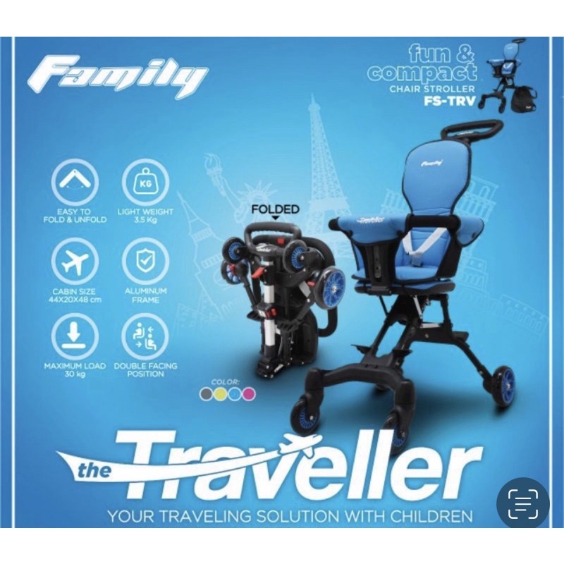 Stroller Anak Kereta Dorong Balita Family The Traveller FS-TRV Garansi kredit Cicilan COD SNI Stroler-Blue