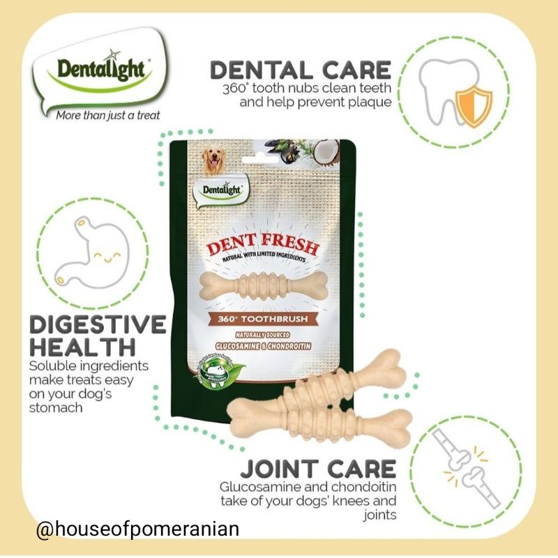 Dentalight dent fresh 360 toothbrush joint support coat care fresh breath dog snack treat bones