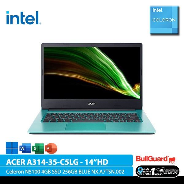 ACER ASPIRE 3 SLIM A314-35-C5LG (14"HD,Intel® Celeron® N5100,4GB,256GB,WIN11,BLUE,NX.A7TSN.002)