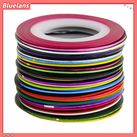 Bluelans 30 Pcs Stiker Tape Garis Warna Campur Untuk Dekorasi Nail Art