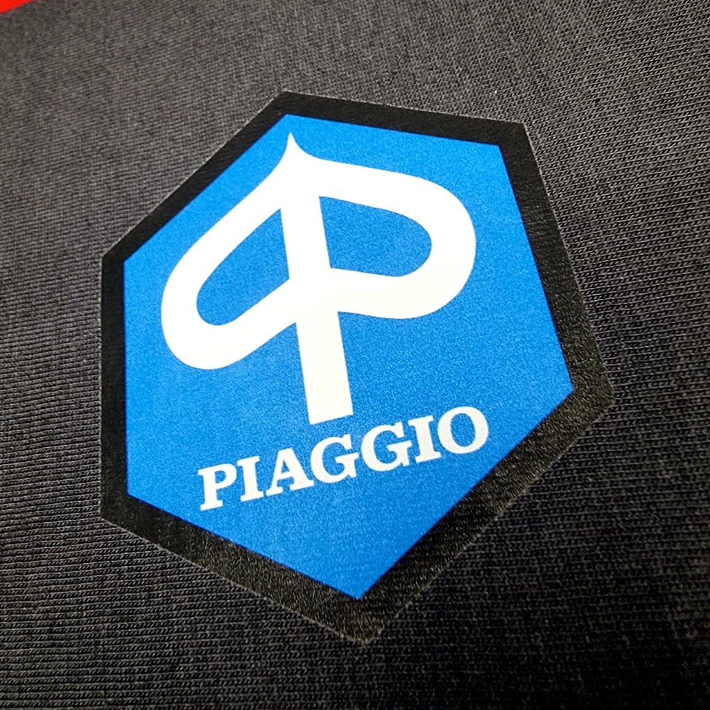 STIKER BAJU PIAGGIO PATCH SABLON SATUAN DIY AKSESORIS FASHION KAOS PRIA