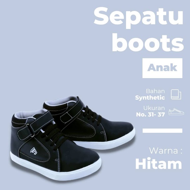 SEPATU ANAK SEKOLAH LAKI LAKI COWOK HITAM SD SMP HITAM SIZE UKURAN 31 32 33 34 35 36 37 ORIGINAL