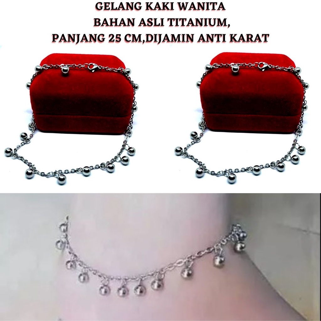 GELANG KAKI BOMBAI,GELANG KAKI TITANIUM ASLI,DIJAMIN ANTI KARAT,PANJANG 25 CM