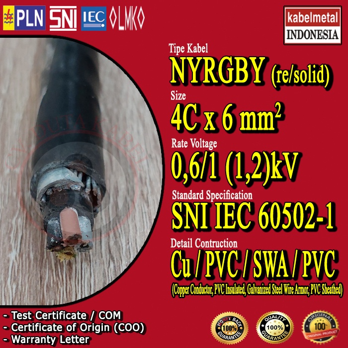 Kabel NYRGBY 4x6 mm2 METAL /NYFGBY 4x6 mm/4x6 mm2/4x6 mm/4 x 6 mm2/4 x 6 mm/4 x 6 mm2/4 x 6 mm