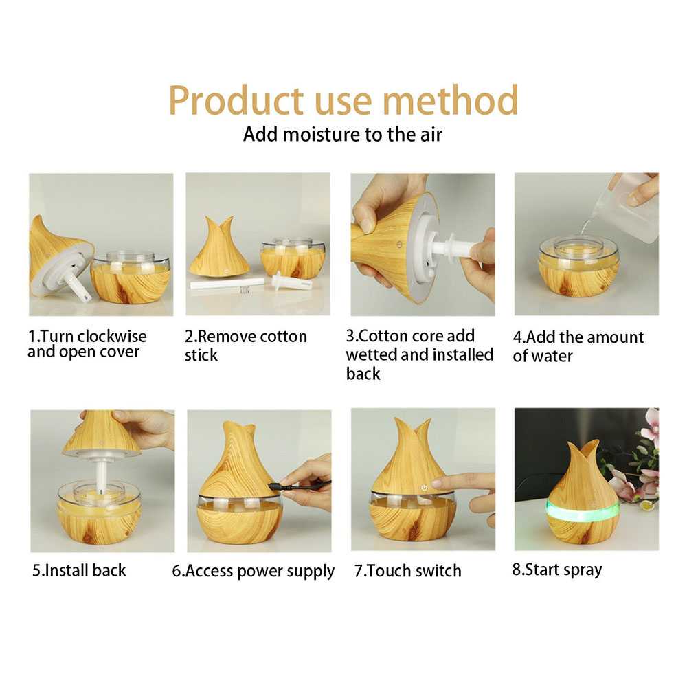 [BISA COD] JLNONLNJKT JUTAOHUI Air Humidifier Aromatherapy Oil Diffuser Wood 300ml - YX-188