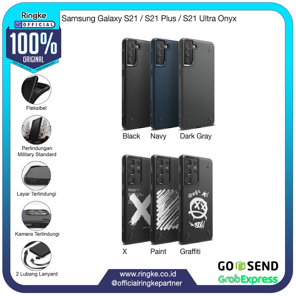 Ringke Samsung Galaxy S21 / S21 Plus / S21 Ultra Onyx Softcase Anti Crack Hybrid Military Drop