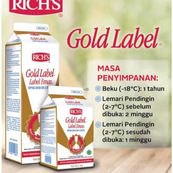

Rich Gold Label Whipping Cream 907gram - Gosend/Grab ONLY !!!! Kode 169