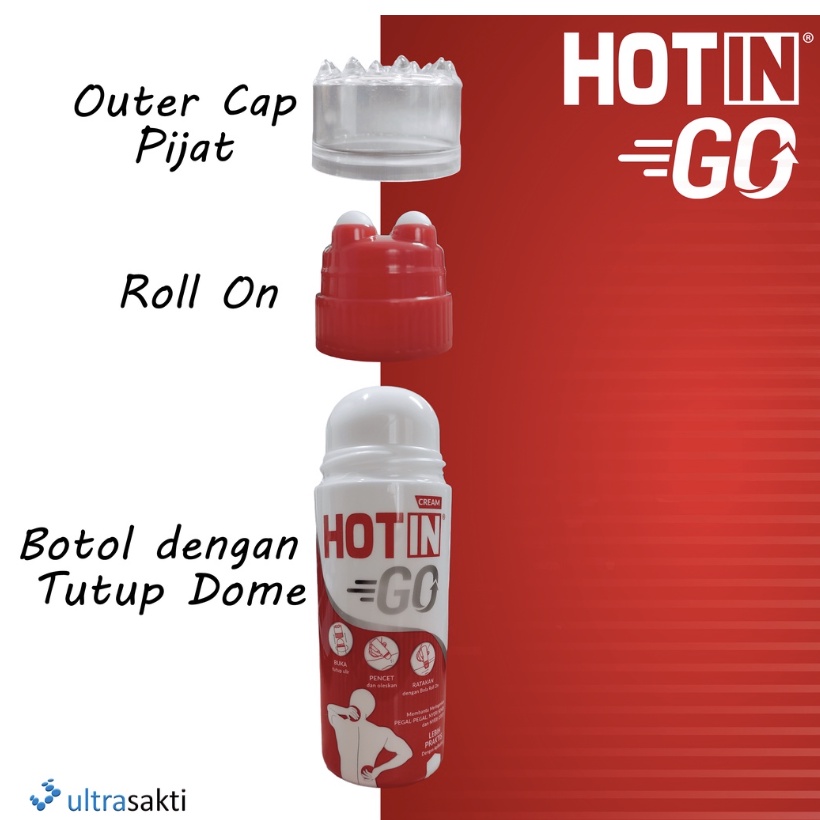 ASLI Hot In HOTIN GO Cream 100 Gram dengan Roll On dan Alat Pijat Strong Original VITAMIN KU