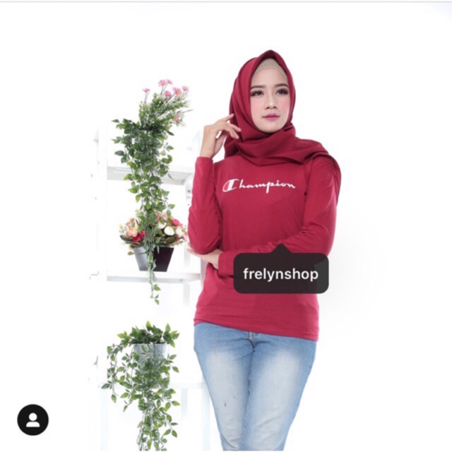 BAJU CHAMPION  MAROON PANJANG LONGSLEEVE KAOS  TSHIRT TUMBLR 