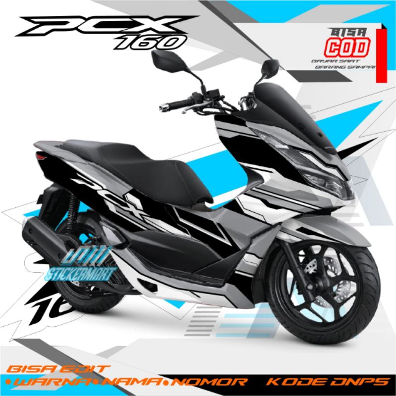 sticker decal pcx 160 silver putih