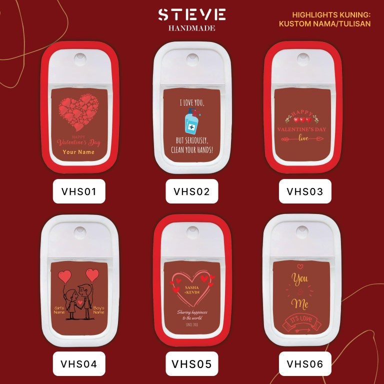 Hand Sanitizer Custom Tema Valentine Couple Hadiah Kado Pacar Steve handmade