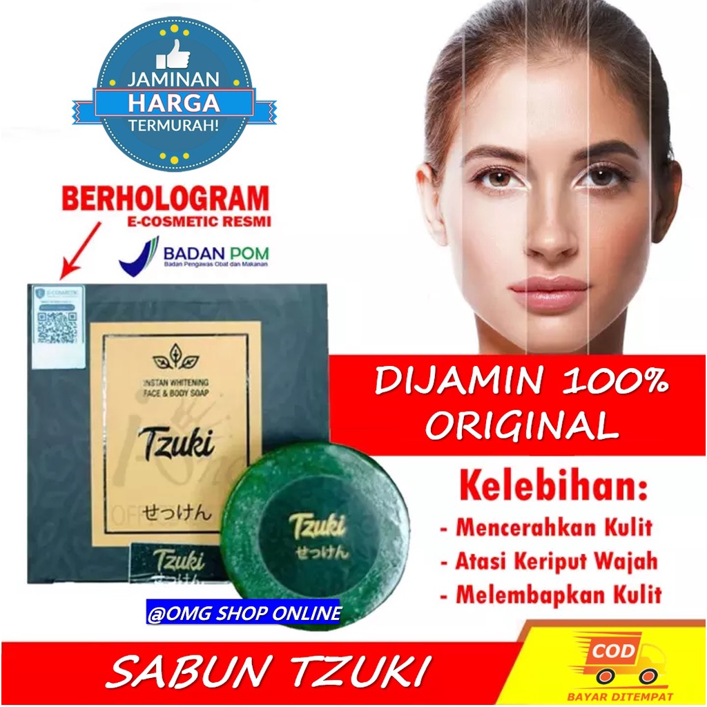 Sabun Tzuki Asli Original BPOM Brightening Soap Tzuki Soap Sabun Pemutih Wajah dan Badan / Sabun Muka Pria Wanita Pemutih Kulit dan Glowing Wajah / Sabun Pemutih Kulit Ketiak Selangkangan Seluruh Tubuh Skincare Sabun Cuci Muka Sabun Mandi Terbaik