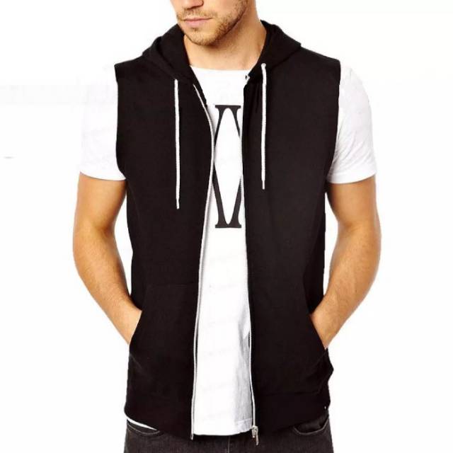 jaket pria rompi hoodie vest zipper