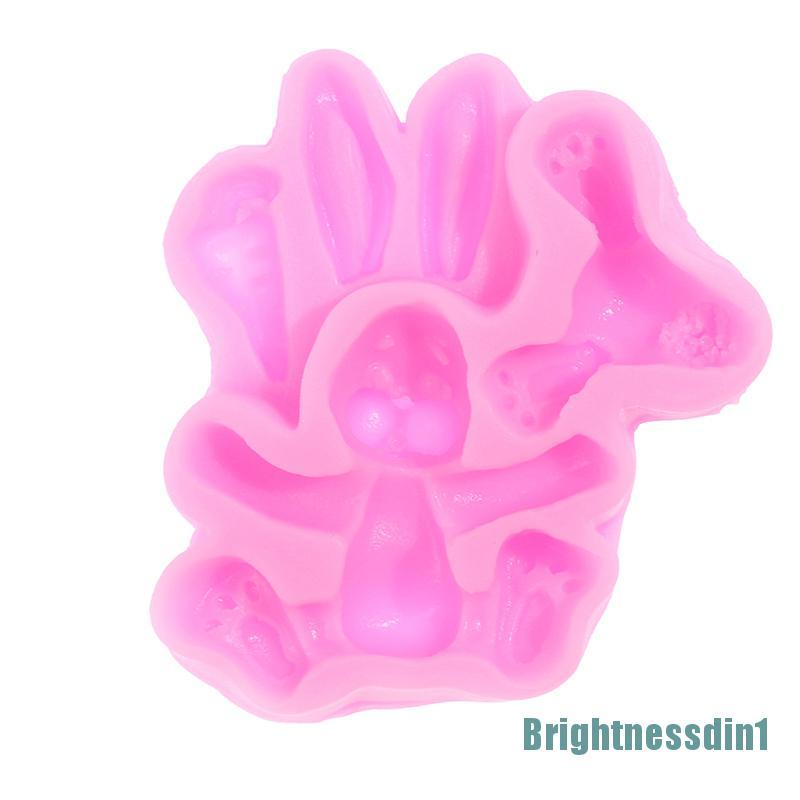 [Brightnessdin1]3D Rabbit Easter Bunny Silicone Mould Fondant Cake Molds Cupcake Tools Kitchen