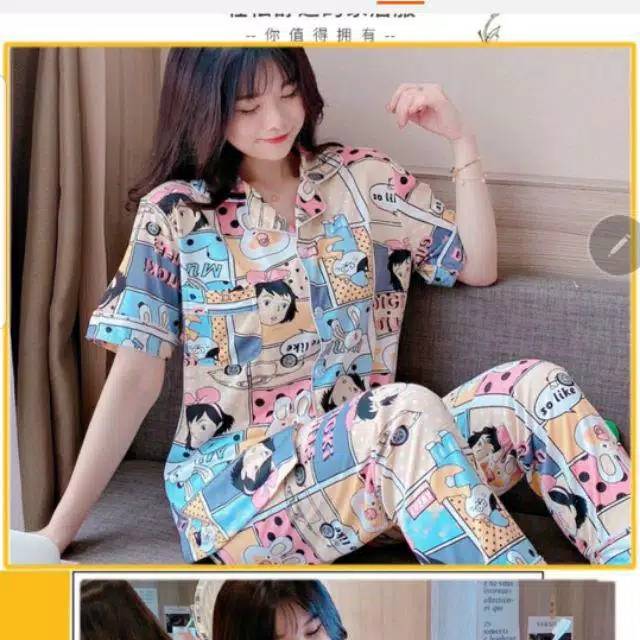 baju tidur import kain katun kaos street lembut dan adem banget