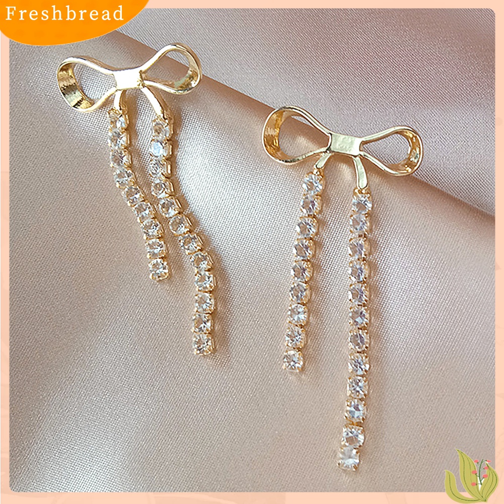 Fresh| Anting Tusuk Gantung Wanita Bahan Alloy Desain Pitarumbai Panjang Gaya Elegan Berkilau Untuk Hadiah