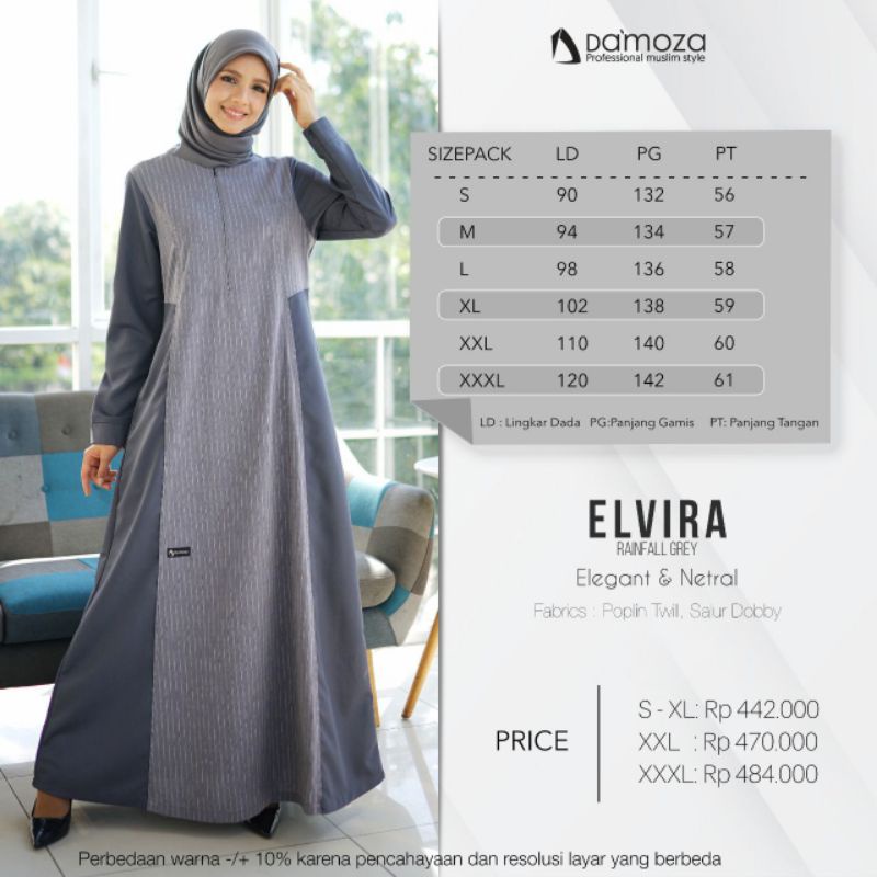 GAMIS DAMOZA ELVIRA RAINFALL GREY dan BLACK