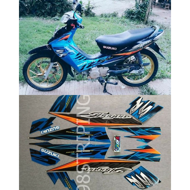 STRIPING SHOGUN 125 SP BIRU TAHUN 2007 STIKER LIS STANDAR ORI SUZUKI