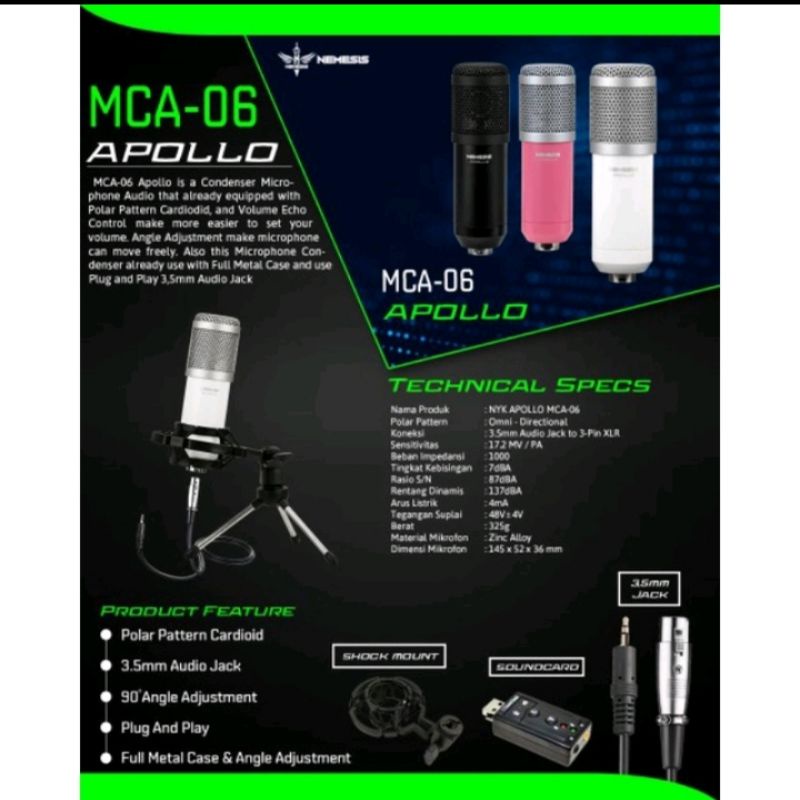 MIC CONDENSER  APOLLO MCA-06 / MCA 06 Cardioid NYK NEMESIS Original